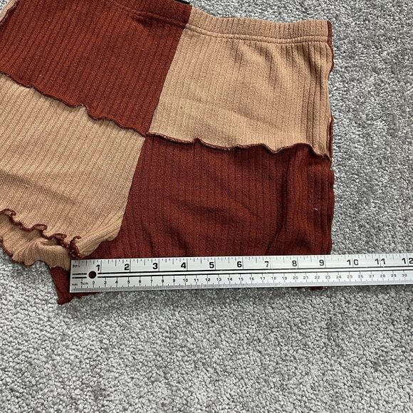 Shein Knit Shorts Womens Medium W26 Brown Elastic Waist High Rise Stretch Casual - Picture 8 of 11